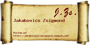 Jakabovics Zsigmond névjegykártya